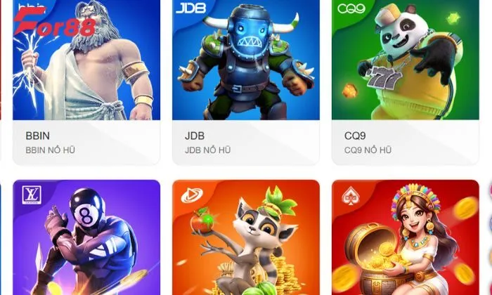 CQ9 nổ hũ For88 Giao diện sảnh game CQ9 tại For88 thật sự ấn tượng hình gấu trúc
