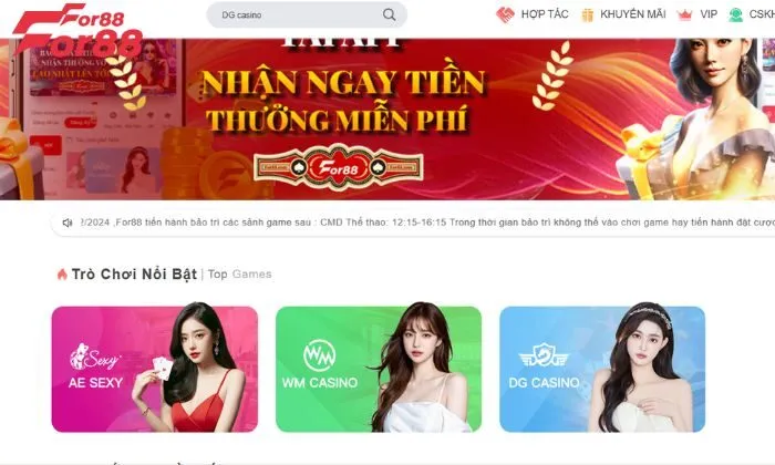 DG Casino For88 Nhấn vào thanh tìm kiếm và gõ “DG Casino”.