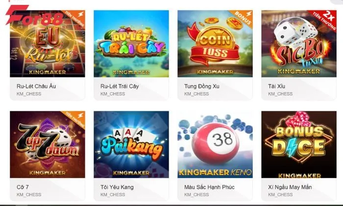 KingMaker game bài For88 KingMaker game bài For88 đa dạng lựa chọn dành cho người chơi