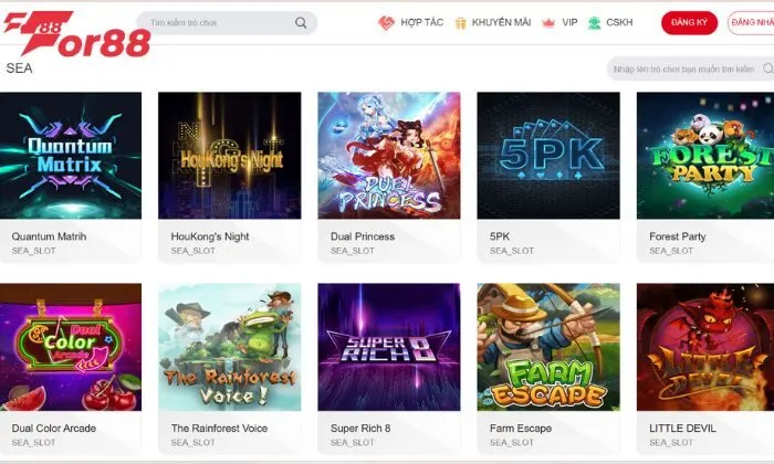 SEA nổ hũ For88 SEA sở hữu kho game siêu khủng lên đến hàng chục tựa game khác nhau